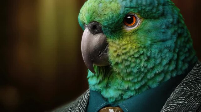 Parrot Perching on Man's Coat