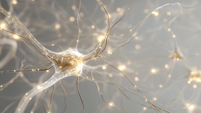 神経細胞のネットワークとシナプス伝達の3Dイメージ動画