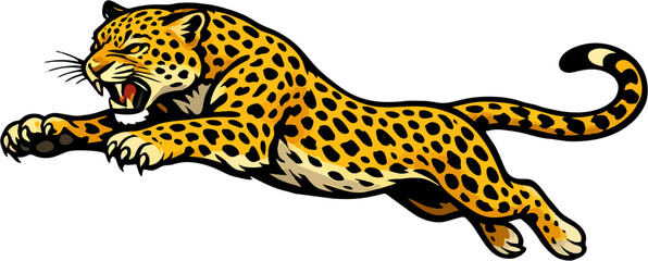 leaping leopard vector illustration © Daus
