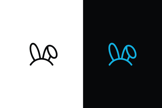 Outline bunny ears icon with editable stroke, rabbit ears silhouette Easter hare pictogram, cute bunny headband for holiday decoration and costume design.