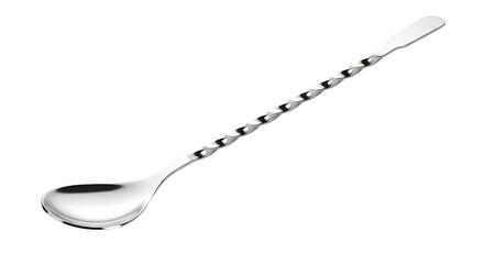 Elegant Silver Cocktail Spoon on Black Background