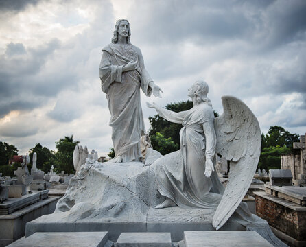 statue of an angel in park, Colon Cemetery, Havana, Cuba, Caribbean