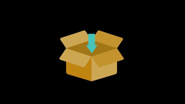 cardboard box with a blue arrow in it concept loop animation video with alpha channel