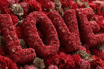 Valentines Day Roses, The Word Love and Romantic Love Message, Wedding Anniversary Flowers