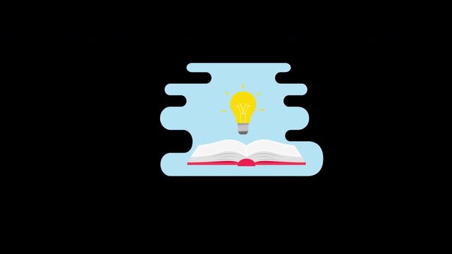 An open book with a light bulb hovering above it, symbolizing knowledge and inspiration