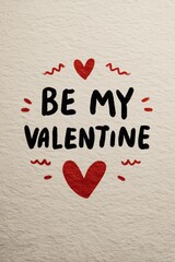 Valentine's Day Card Proposal Text with Hand-Drawn Red Hearts