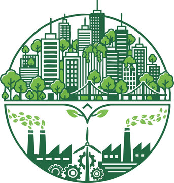 Urban Sustainability and Industry Balance Concept Icon