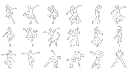 Obraz premium Collection of Line Drawings Depicting Dancers in Dynamic Poses.