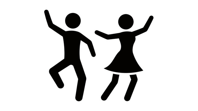 Joyful silhouetted dancing couple expressing movement and celebration.