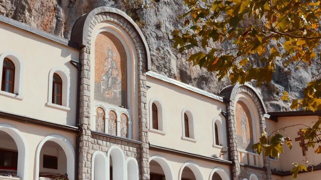 Ostrog monastery in Montenegro in autumn