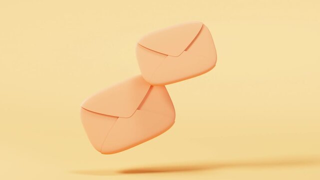 Two orange envelope icons floating in 3d space on light background
