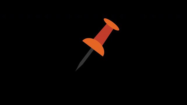 Push pin glyph solid icon animation with alpha channel
