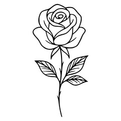 hand drawn romantic rose vector icon for valentine design