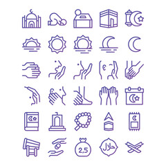 Fototapeta premium Islamic Icon Set Bundle - Ramadan and Religious Activities Collection