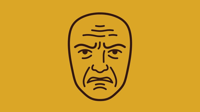 Illustration of a distressed mans face with furrowed brow.