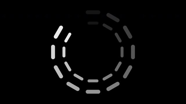 Loading bar animation with strip circle on black background