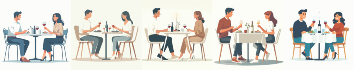 simple romantic couple eating vector on valentine