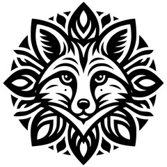 Fototapeta premium Fox with decorative pattern vector illustration