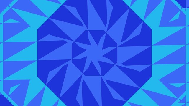Geometric pattern of blue shapes forming an octagon with a starburst design on a contrasting background.