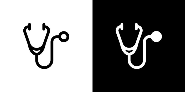 Stethoscope icon concept with flat Black White Background. Vector illustration.
