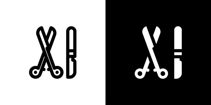 Scalpel icon concept with flat Black White Background. Vector illustration.
