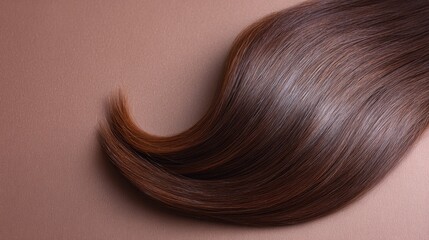 Fototapeta premium Smooth and Shiny Brown Hair Texture on Neutral Background Creating a Luxurious and Elegant Feel for Fashion and Beauty Projects