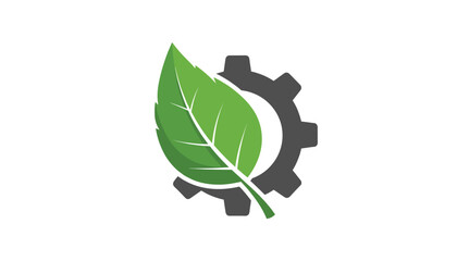 Gear leaf eco icon green technology