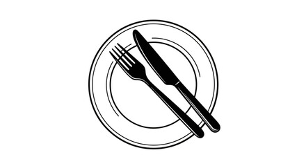 Restaurant Plate and Cutlery Icon Vector for Food and Dining Concept