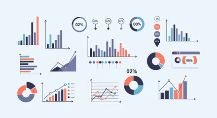 Data Visualization and Statistics Icons Vector Set for Reports and Dashboards