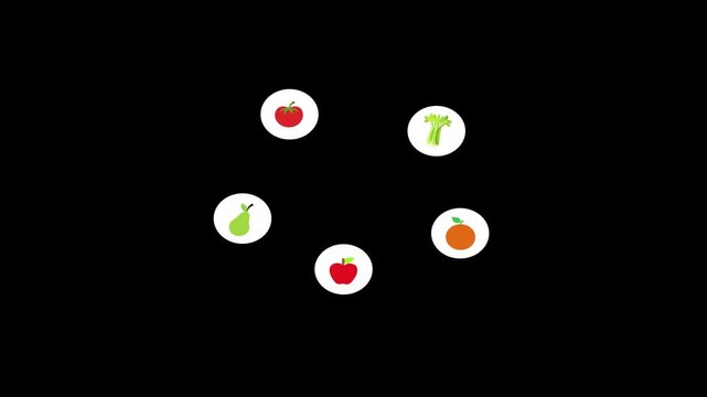 fresh food orange concept icon animation with alpha channel