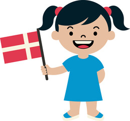 girl Holding Danish Flag vector shape