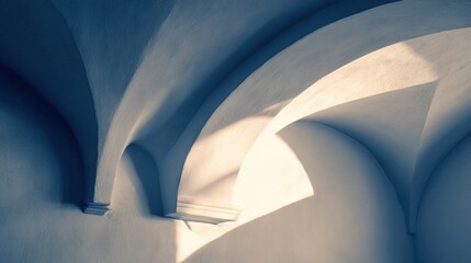 Obraz premium Plaster Archway Reflects Light Creating Shadow in a Deep Corner of a Minimalist Space