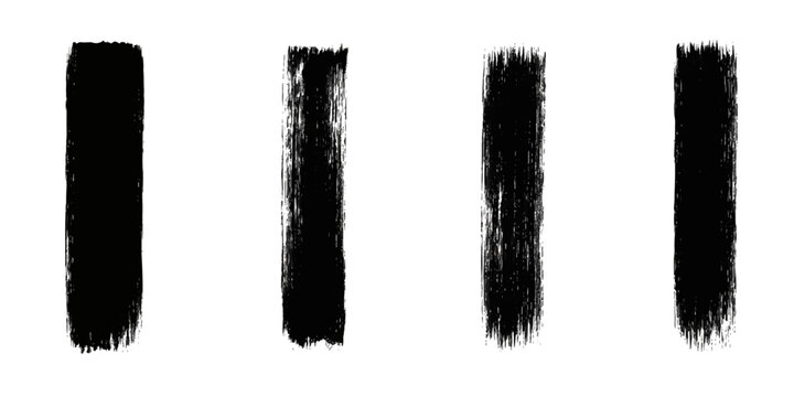 A set of grunge black ink brush strokes and artistic paint tool vectors isolated on a white background for makeup mascara or art design texture