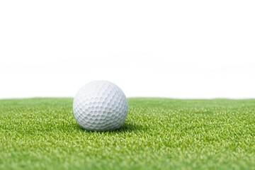 Obraz premium Golf ball resting on green grass, ready for the next shot, sporting equipment with transparent background