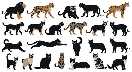 Obraz premium Universal Cat Silhouettes Collection Vector