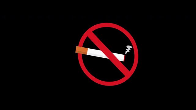 forbidden no smoking concept icon loop animation video with alpha channel