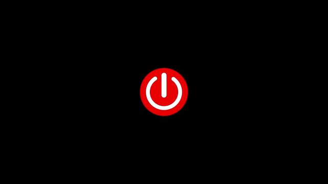 Red Power Button Symbol on Black Background icon