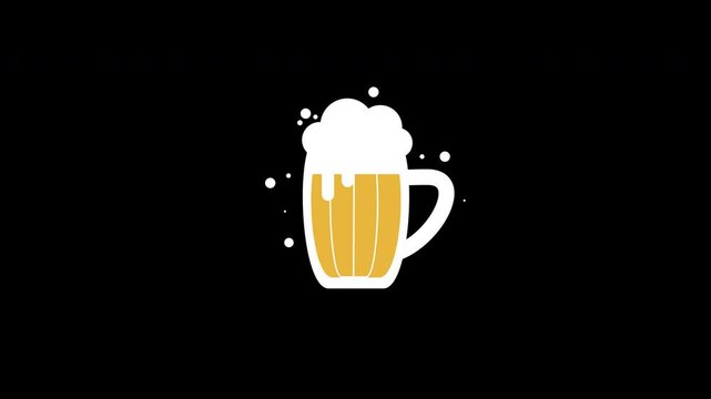 Beer glass concept icon loop animation video with alpha channel