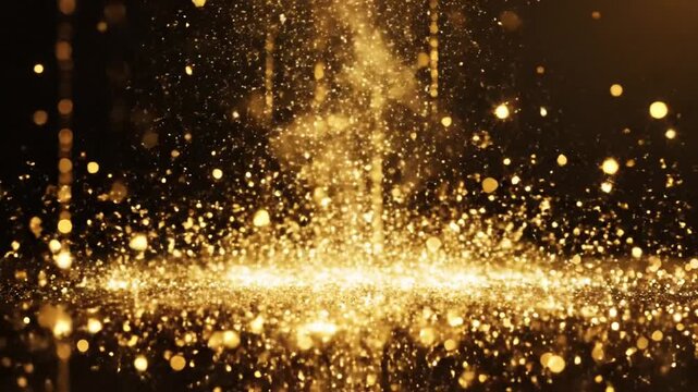Golden Sparkling Lights Falling Elegant Luxury Celebration.