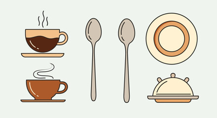 Kitchen cutlery icons for cooking dining and restaurant services