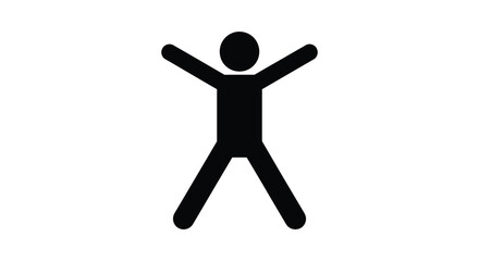 A simple black silhouette depicts a person with arms outstretched in a joyful pose high quality professional detailed