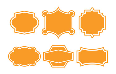 Orange Blank Label Frame Banner Vector