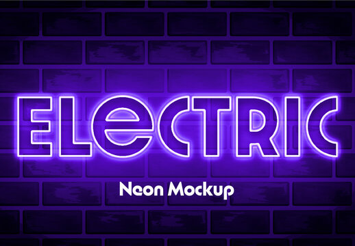 Tube Neon Outline Mockup