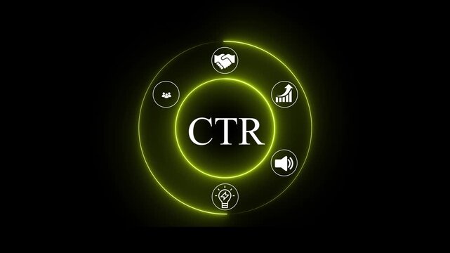 CTR concept with Digital Icons Illustrating Modern Technology Applications in Business and Industry. Business, Technology, Internet and network concept. 4k animation