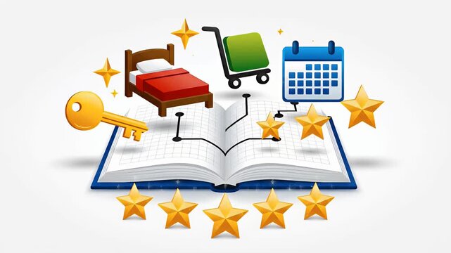 Blue Book Open Showing Bed and Cart Abstract Education Concept