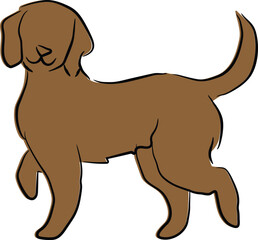 Simple Hand Drawn Brown Dog Illustration Isolated on White Background