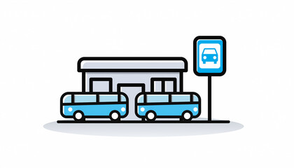 Bus Terminal Icon on White Background