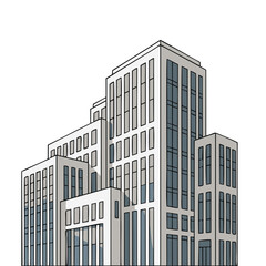 Fototapeta premium modern corporate office building architecture illustration in flat style