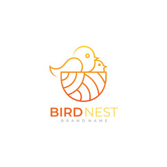 logo of two birds in their cage, pet icon, line style logos