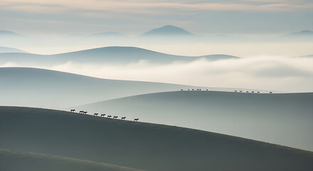 Obraz premium mountain view with some horses